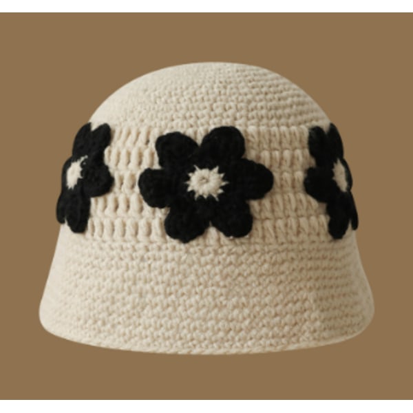 Virkad Bucket Hat för Kvinnor Trendig Stickad Blommig Slouchy Hat Söt Boho Blomma Handgjord Beanie Utomhus Boho Resa Fiskehatt Apricot