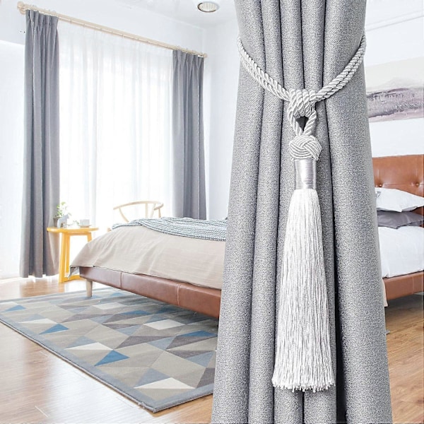lly 2 kpl Pitkät Hapsunauhat Verhoille Käsintehdyt Punotut Köysisolmut Verhojen Kiinnikkeet Eurooppalaiseen Tyyliin Koristeelliset Verhonpidikkeet Kotiin ja Toimistoon Tuulta Vastaan Silver Grey 4 Pack