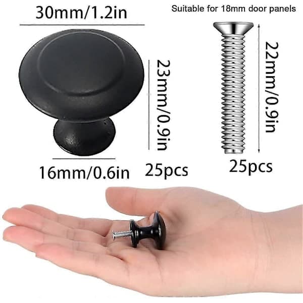 25 stk. skabsknapper til badeværelse, skabe, kommodedøre, møbler (30 mm)