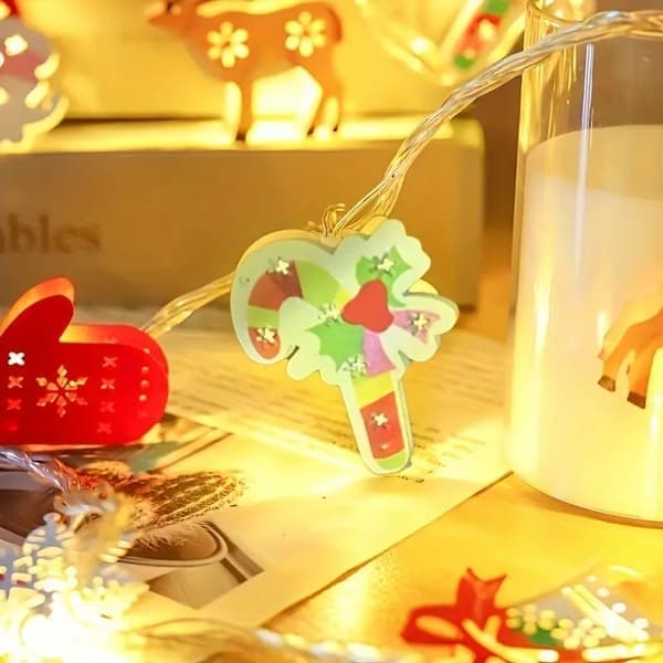 1 stk. festlige julelys med LED-lys - Julenisse og snømann - batteridrevet dekorasjon til jul - ingen batterier inkludert