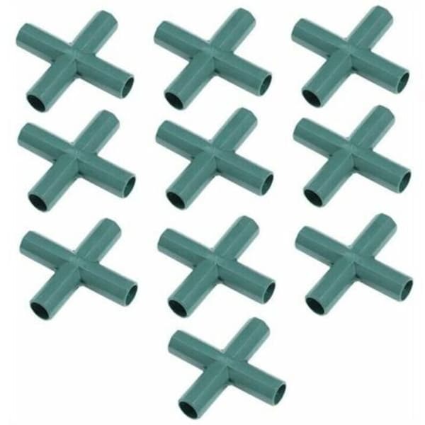 Plastrammeforbindere, retvinklede rørforbindere, drivhuskonstruktionsforbindere, 16 mm 4-vejs kryds, 10 stk.
