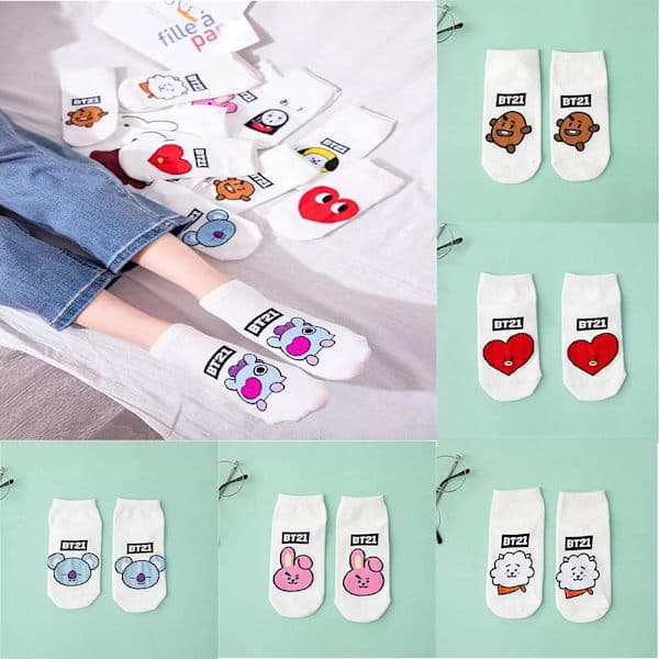 KPOP BT21 BTS Söpöt lyhyet sukat - korkea laatu
