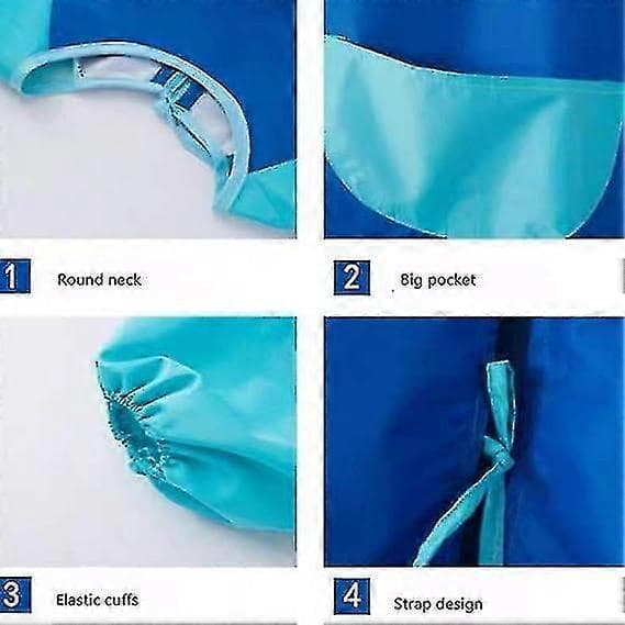 Børneforklæde til kunst Børn Maleforklæder Langærmet Med Lommer Vandtæt Alder 3-12 år L