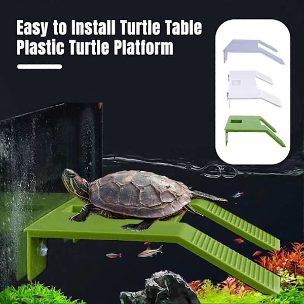 Sköldpadds Plattform med Halkfri Yta, Enkel Installation, Plast, Sköldpaddsterrass, Ramp, Flytande Ö, Bred Solplats med Sugkopp för Akvarium Clear S