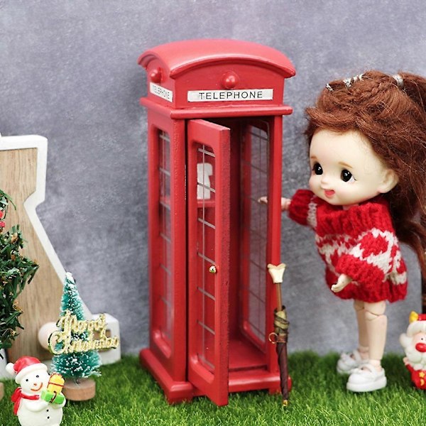 Dukkehus Mini Telefonkiosk Miniatyr Telefonkiosk Modell Mikro Landskap