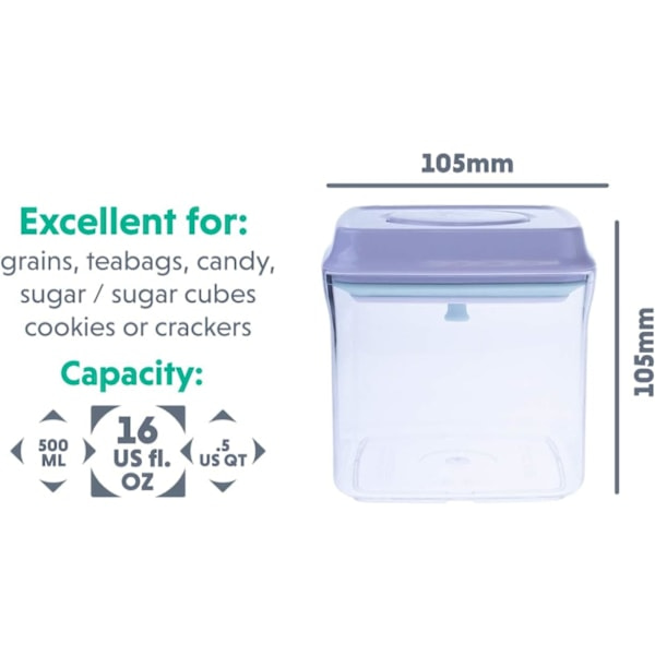 (1 stk - 500 ml) Lufttett matbeholder - Mekanisk silikonforsegling