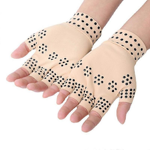 1 par Magnetiska Handskar Artrit Terapi Handskar För Artrit Ledvärk Behandling Fingerlösa Handskar Reumatoid Hand Smärtlindring Khaki
