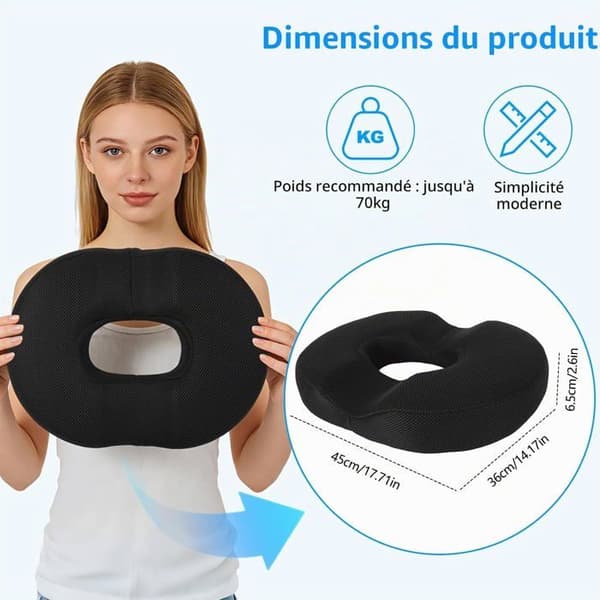 1 stk. Donut-pude, ergonomisk halebenspude, lindrer effektivt hæmorider, prostatasmerter og halebenssmerter