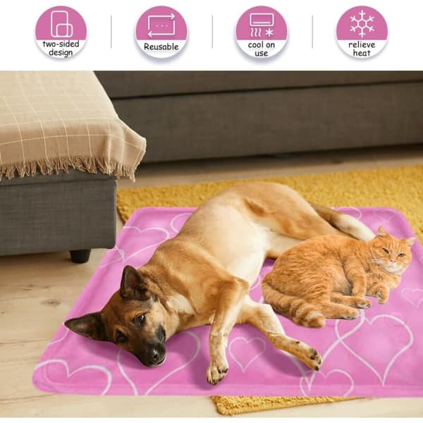 Kølemåtte til hunde, 40x50cm lyserød kølemåtte til katte, kølemåtte til hunde og katte med giftfri gel