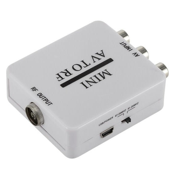 RCA/A/V-kompositvideokabel till RF/koaxial/koaxialomvandlare kompatibel modulator TV