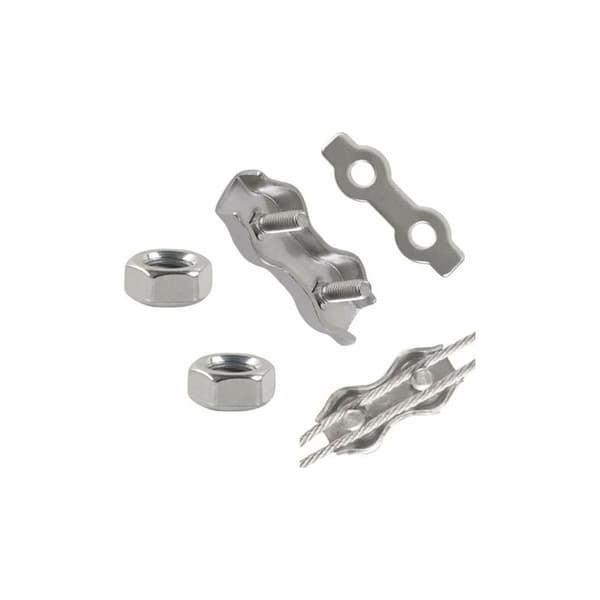 Kabelklämmor, 3 mm stålkabelklämmor, 12 stycken, duplexkabelklämmor, 304 rostfria stålkabelklämmor, kabelgrepp för 2 mm metallkablar,