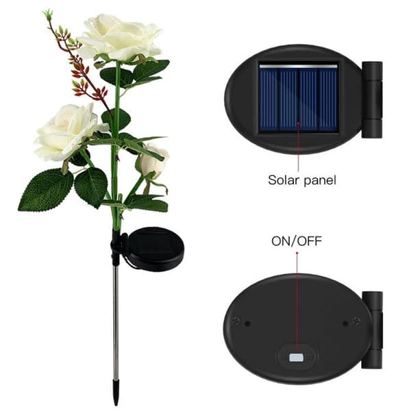 Solcelle-havedekorationslys, 2 stk. roseformede udendørs LED-havelys med vandtæt solpanel.