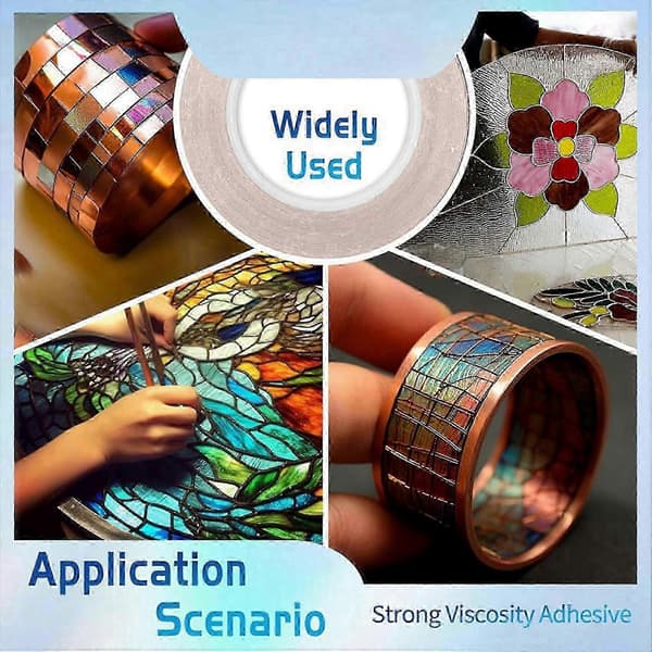6 mm kobberfolie for Tiffany glassarbeid, 4 ruller