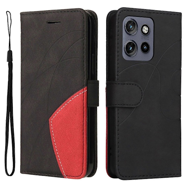 KT Leather Series-1 Motorola Edge 50 Neo 5G:n nahkainen suojakotelo, väriyhdistelmä, lompakko ja teline Multicolor Style A