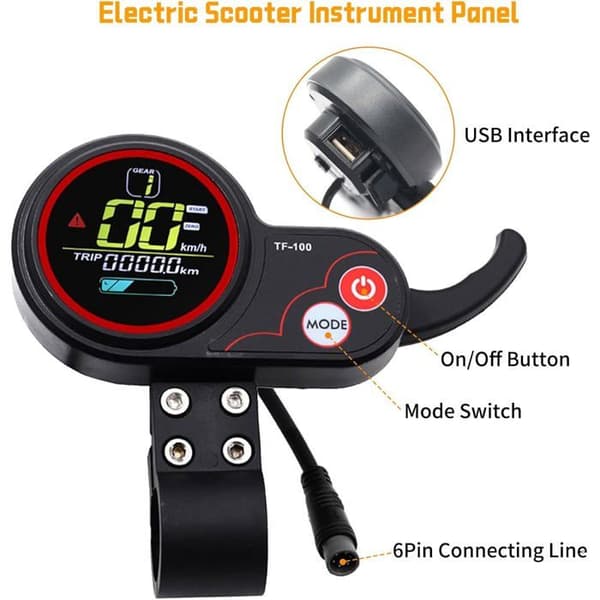 Scooter LCD-skærm - 1 stk. - ABS - 48V TF-100 - Til Kugoo M4 Pro - Sort
