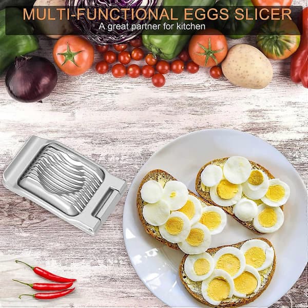Eggdeler, eggkutter for hardkokte egg, kraftig aluminiumsdeler for egg, jordbær, sopp, myk frukt, rustfritt stål