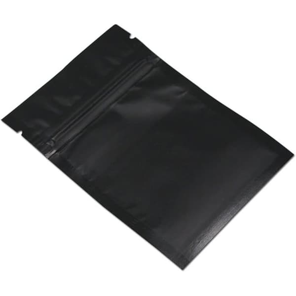 Mylar Aluminiumsposer - 100 Stykker - Mat Sort - Lynlåslukning - Kaffeopbevaring