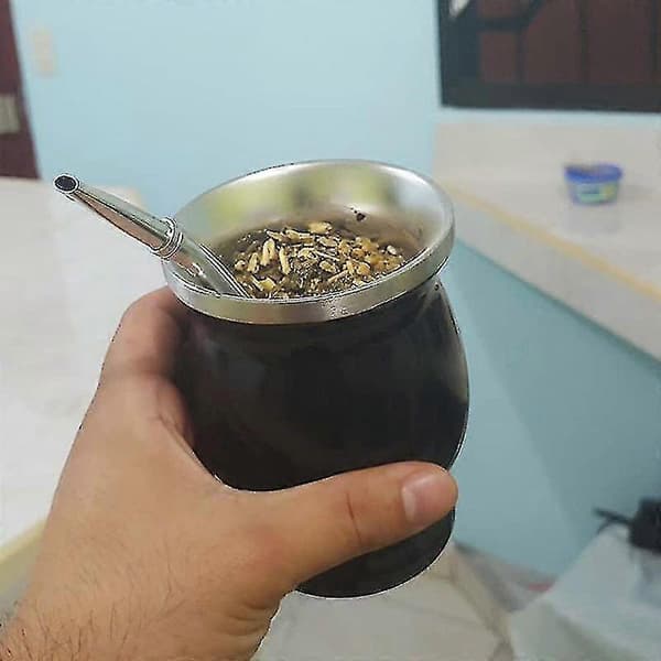 Yerba Mate Kopp 304 Rostfritt Stål Dubbelvägg 24cl Argentinsk Yerba Mate Kalebass Hög Kvalitet