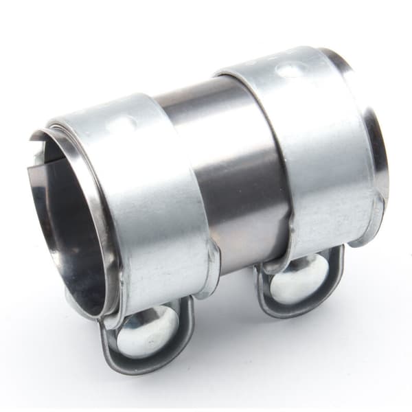 50 mm eksosrørkobling i rustfritt stål - universalklemme med 2 eksosklemmer (50 mm diameter / 95 mm lengde)