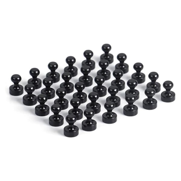 Stiftmagnet [Rund] - Sort - Køleskabsmagnet - Neodym - 4 stk Sort
