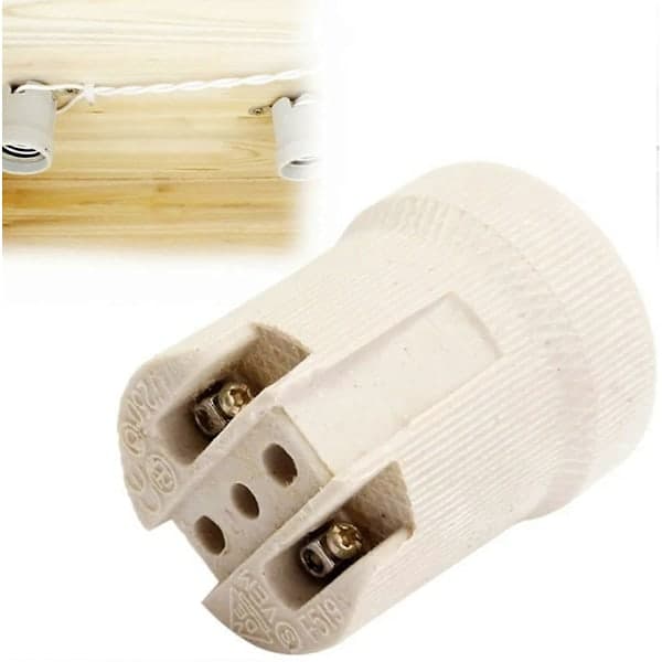 E27 Keramisk Horn Lamphållare Retro Glödlampshållare med Monteringsfäste 3-pack