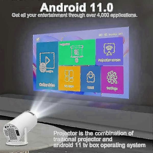 5G 4K Projektor Smart HD LED WiFi Bluetooth HDMI. USB Android Kontor Hjemmebiograf