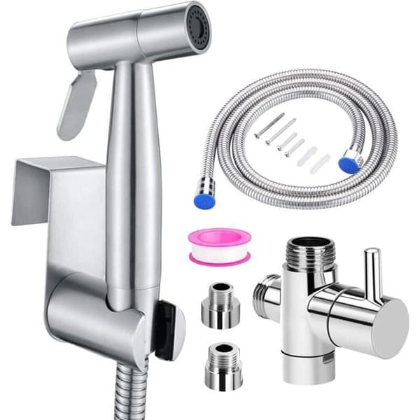 Håndholdt bidet toiletsprøjte i rustfrit stål - med 3-vejs ventil (1/2\"-3/8\") perfekt til personlig hygiejne
