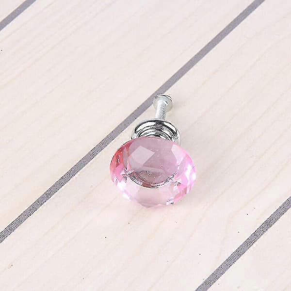 10 stk. 30 mm - Glaskabsknop i krystalform - Pink
