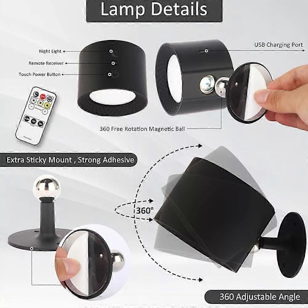 Glowright Lights, Glow Right Vegglamper, Dobbeltsidig Lys, 40t Maksimal Utladning Black-Regular model 2PCS