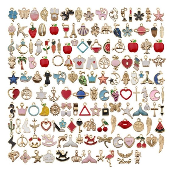Animal Flower Blandede Emali Charms Vedhæng DIY Armbånd Smykker D: 150Pcs