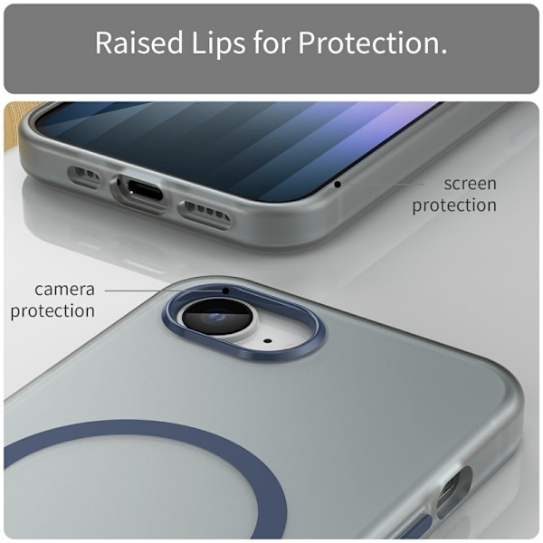 iPhone 16e Cover MagSafe Slim Mat Mørkeblå