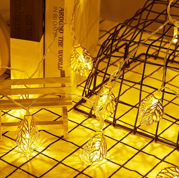 Gullbladlampe, 3m 20 lamper, bryllup, jul, festival