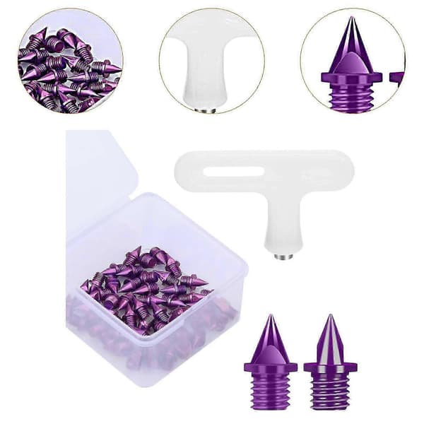50-pakning 5 mm piggsko-pigger Erstatning Lette metallpigger for sprintløping Sport Voksne Purple