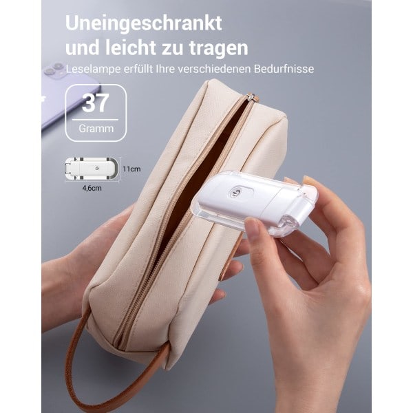Boklampe med klemme, USB-oppladbar klemmelampe for lesing i sengen, justerbare lysstyrkenivåer boklampe, varm hvit leselampe white