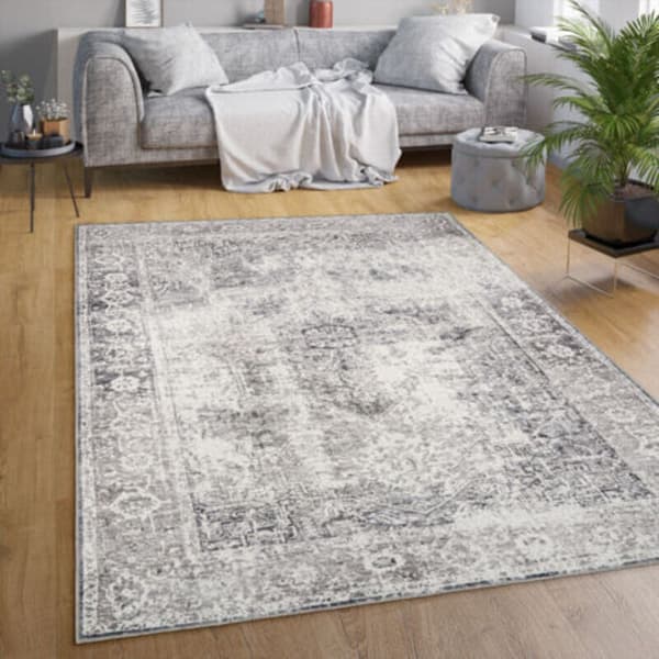 Vaskbart teppe 140x200 cm Moderne flatvev 100 % polyester Sertifisert fri for skadelige stoffer Egnet for gulvvarme opp til 24°C