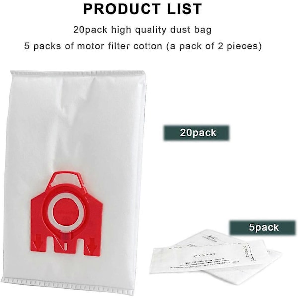 20-pack Ersättnings FJM 3D Efficiency Dammsugarpåse för S200, S300, S600, S4 S6 Compact C2 C1 Serie Behållare