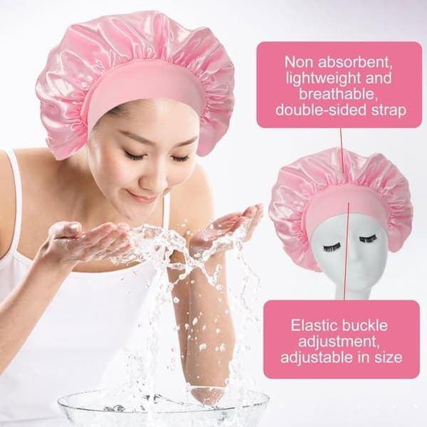 Satin Nattmössa - 1 Styck - Slätt Tyg - Skydd för Lockigt Hår - Vuxna Kvinnor - Rosa