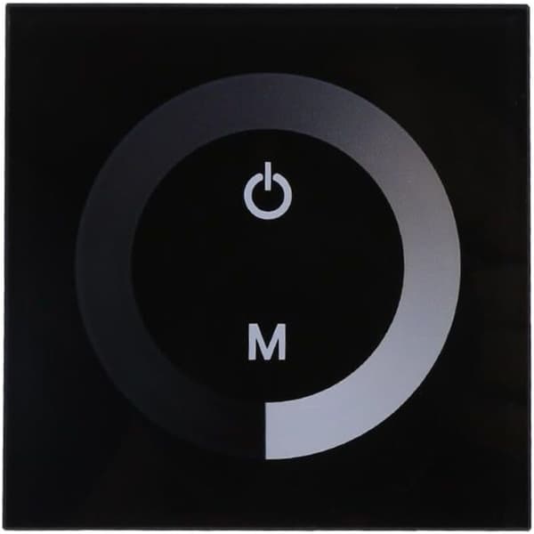 Lysdæmper, Fydun Dæmpbar LED Touch Panel Enkeltfarvet Dæmperkontakt Vægcontroller Touch Panel LED Lysbjælke DC 12V-24V Lydløs (Sort)