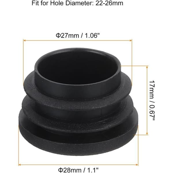 Runde Fodhætter - 56 Stykker - Sort PE Plast - 28mm Anti-Skrid Beskyttelse - Til Stole