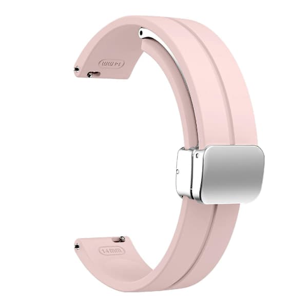 Silikonerem til Garmin Lily 2 med magnetisk foldespænde Pink Sølvspænde