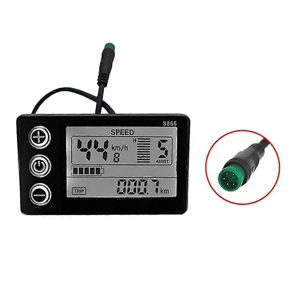 Elektrisk Sykkel S866 LCD-Display 24V36V48V Kontrollpanel Vanntett Plugg