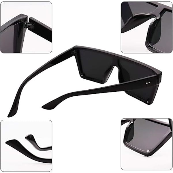 Firkantede Oversized Solbriller til Kvinder Mænd Mode Flad Top Stor Ramme Shades