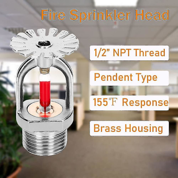5 st Brandvarnarhuvud & Nyckel 155 Hängande Typ, Brandvarnarhuvuden 1/2\" Tum Gänga 68c Snabb Respons Vattenspray Nedåt 1/2\" Npt För Hem/Kommersiellt