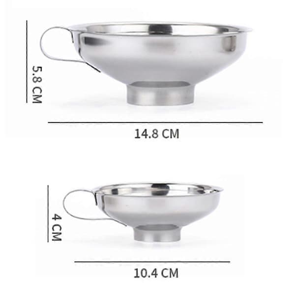 Sylttratt 2-pack Konserveringstrattar Rostfritt Stål Kök Bred Mun Trattset Enkla Fyllningstrattar Med Handtag