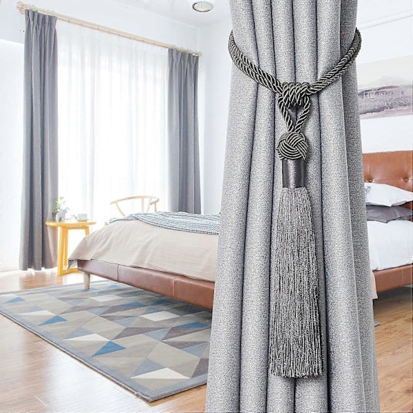lly 2 kpl Pitkät Hapsunauhat Verhoille Käsintehdyt Punotut Köysisolmut Verhojen Kiinnikkeet Eurooppalaiseen Tyyliin Koristeelliset Verhonpidikkeet Kotiin ja Toimistoon Tuulta Vastaan Dark Grey 4 Pack