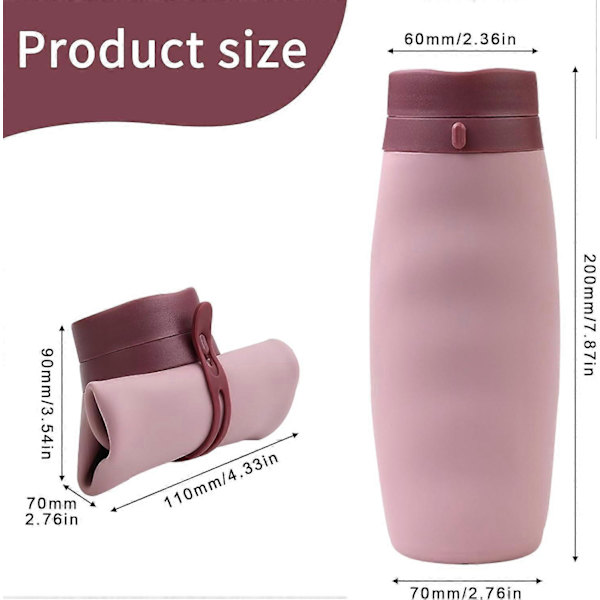 Hopfällbara vattenflaskor, 600 ml hopfällbar vattenflaska, bärbara silikonreseflaskor, BPA-fria hopfällbara dricksvattenflaskor Grey