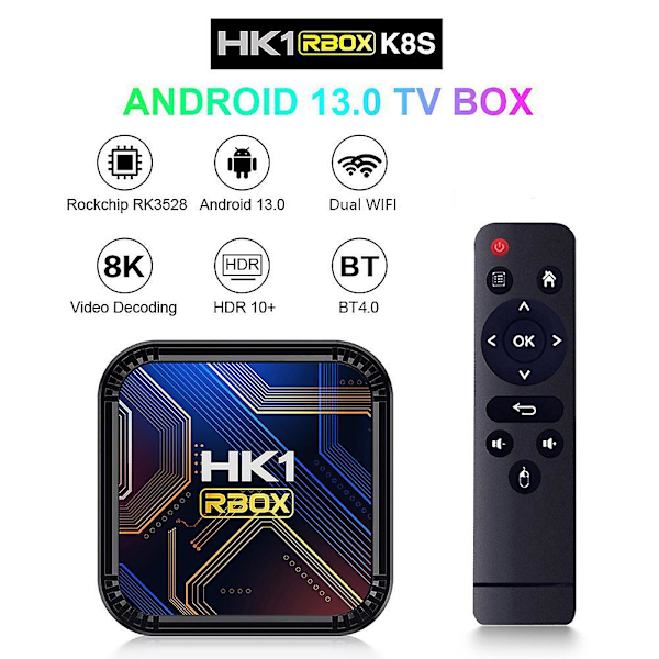 Home HK1 RBOX K8S Android 13 TV-boks RK3528 64GB 32GB 16GB 2.4G 5G WIFI BT 4.0 Vedio Dekoding Mediaspiller Set Top Mottakerboks 4g32g AU Plug