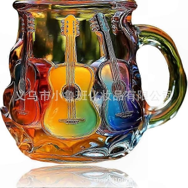 Musikaliskt instrument-tema glasmugg med 3D-gitarrdesign för musikentusiaster och samlare A