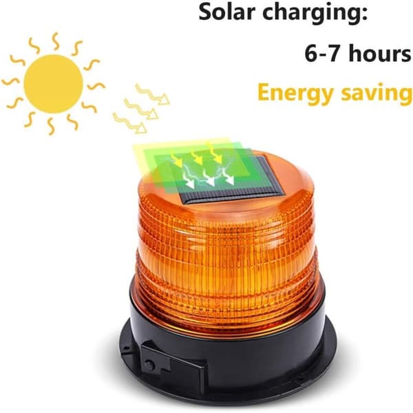 12V Solar LED Advarselslys med 3 Lystilstande, Vandtæt og Holdbart, Magnetisk Montering til Køretøjer