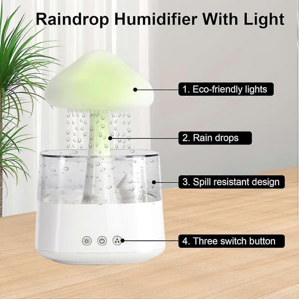 Natlampe Sky Regn Luftfugter med LED-lys Mikro Aromaterapi Diffuser, Søvn Afslapning Stemning Vanddråbe Lyd Gave